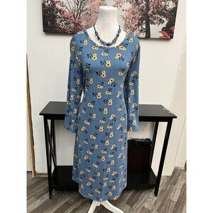 Jamie & Layla Women’s Shift Midi Dress Floral  Size XL Long Sleeve Pullover